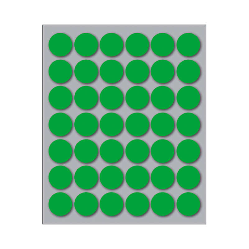 Etichette Adesive Permanenti Diametro 18 mm Colore Verde Confezione 10 Fogli