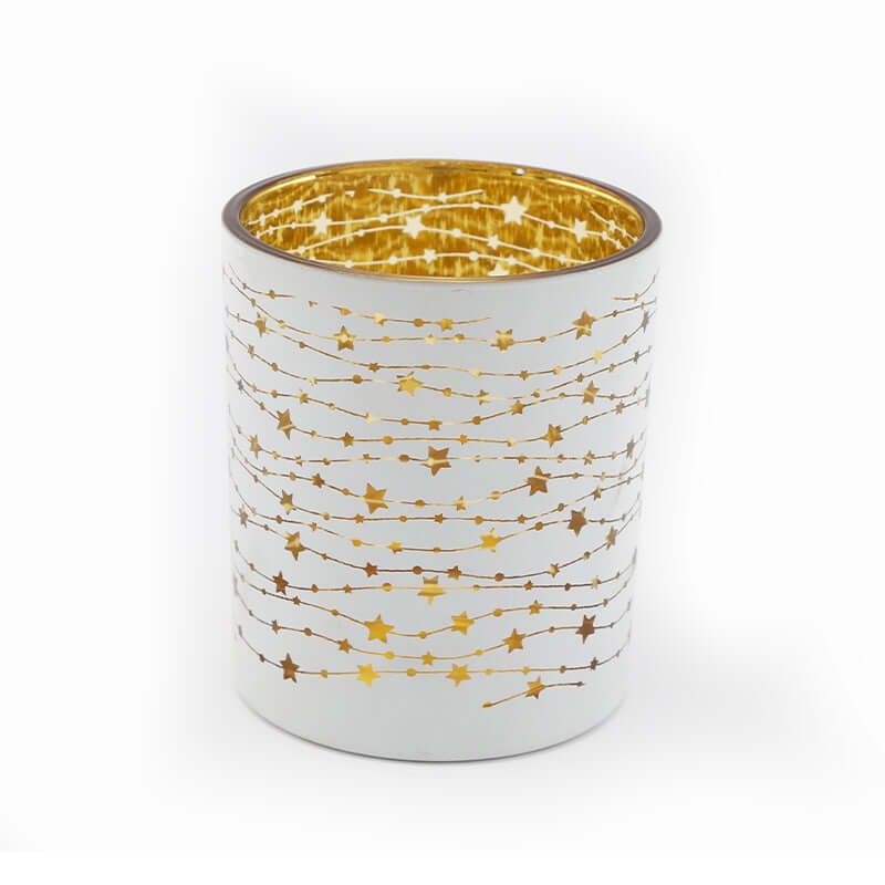 Bicchiere Porta Tea Light Colore Bianco e Oro
