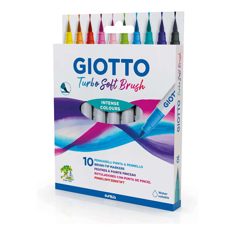 Pennarello Punta Fine Giotto Turbo Soft Brush Colori Assortiti Confezione 10 Pezzi
