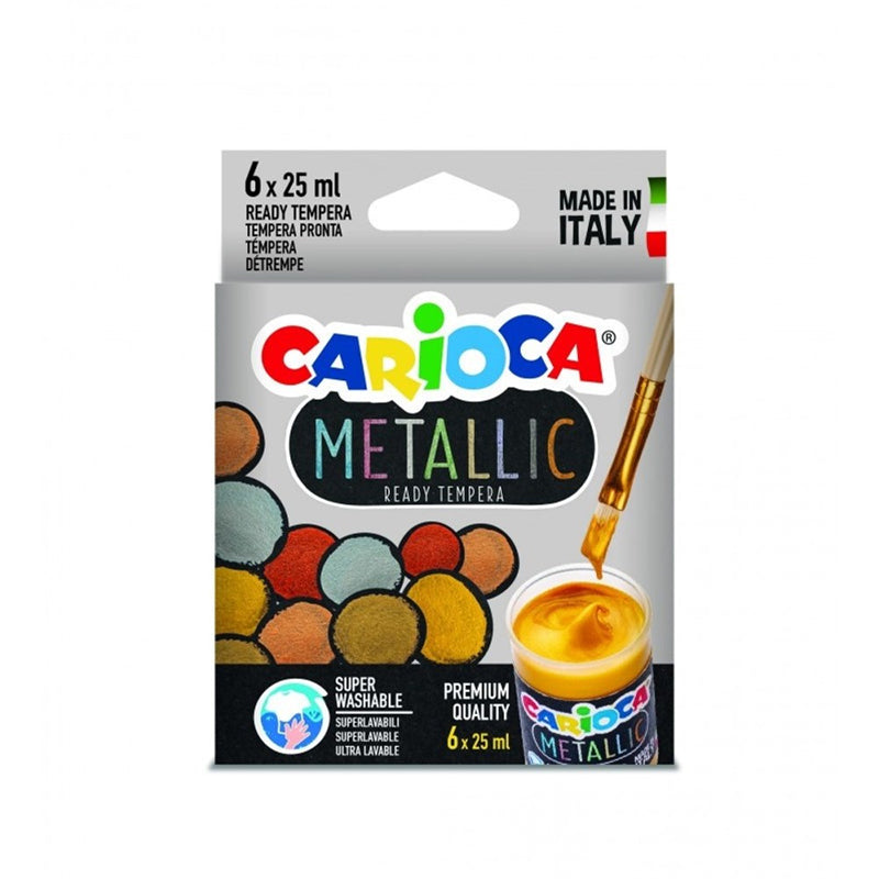 Tempera Pronta Carioca Metallic Confezione 6 Barattoli da 25 ml