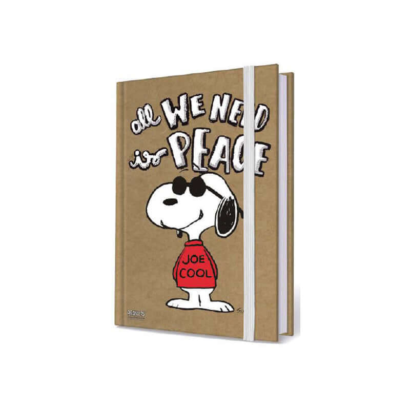 Taccuino Kraft Peanuts Snoopy All We Need is Peace con Elastico