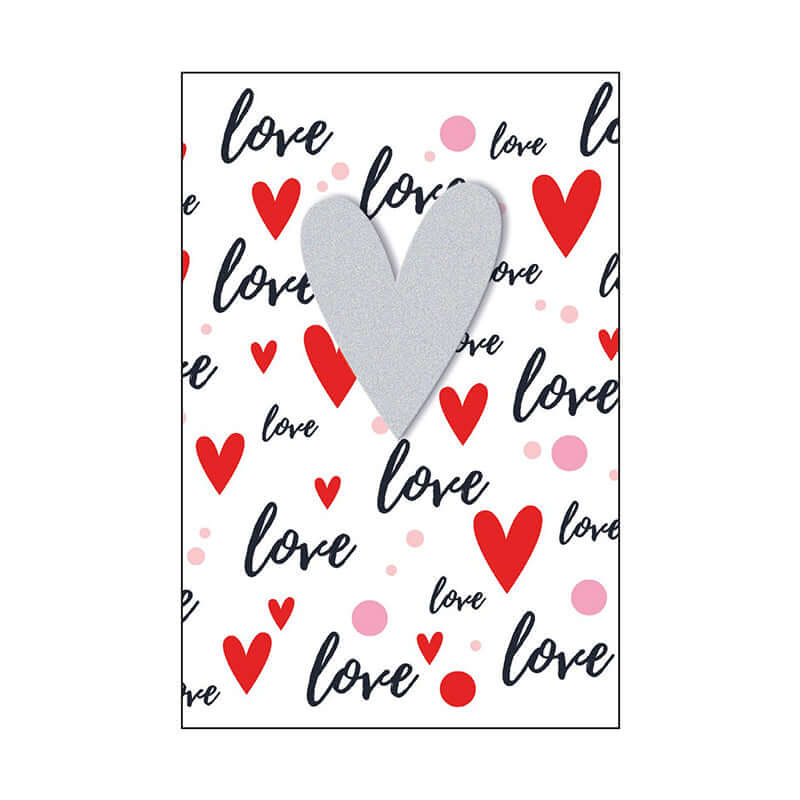 Biglietto Auguri Amore Love Love Love con Applicazioni 3D e Busta Formato 12 x 17 cm