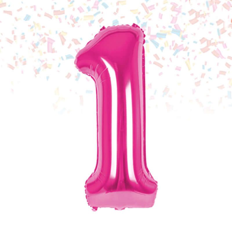 Palloncino Metal Balloon Numero 1 Misura 35 cm Colore Rosa