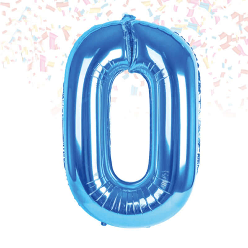 Palloncino Metal Balloon Numero 0 Misura 35 cm Colore Azzurro