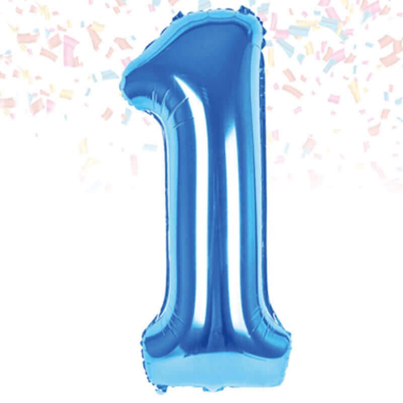 Palloncino Metal Balloon Numero 1 Misura 100 cm Colore Azzurro