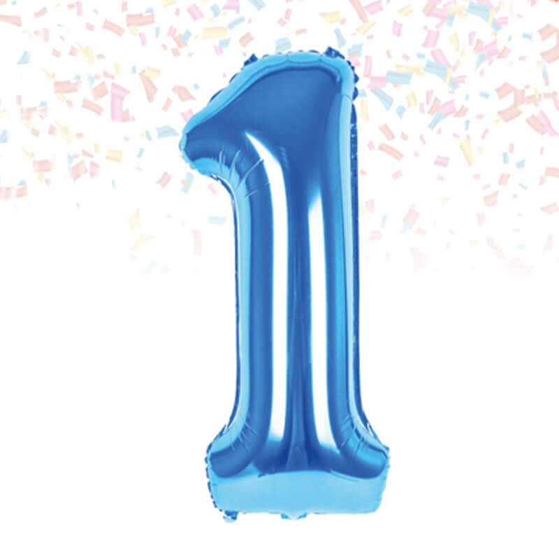 Palloncino Metal Balloon Numero 1 Misura 35 cm Colore Azzurro