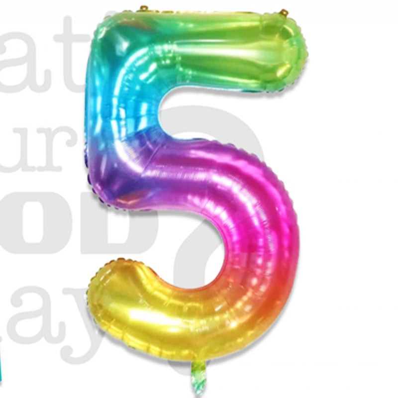 Palloncino Metal Balloon Numero 5 Misura 100 cm Colore Rainbow