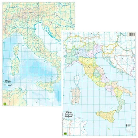 Cartina Italia Muta Fisica e Politica 29 x 42 cm
