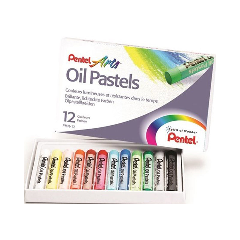 Pastelli ad Olio Pentel Oil Pastels Colori Assortiti Confezione 12 Pezzi