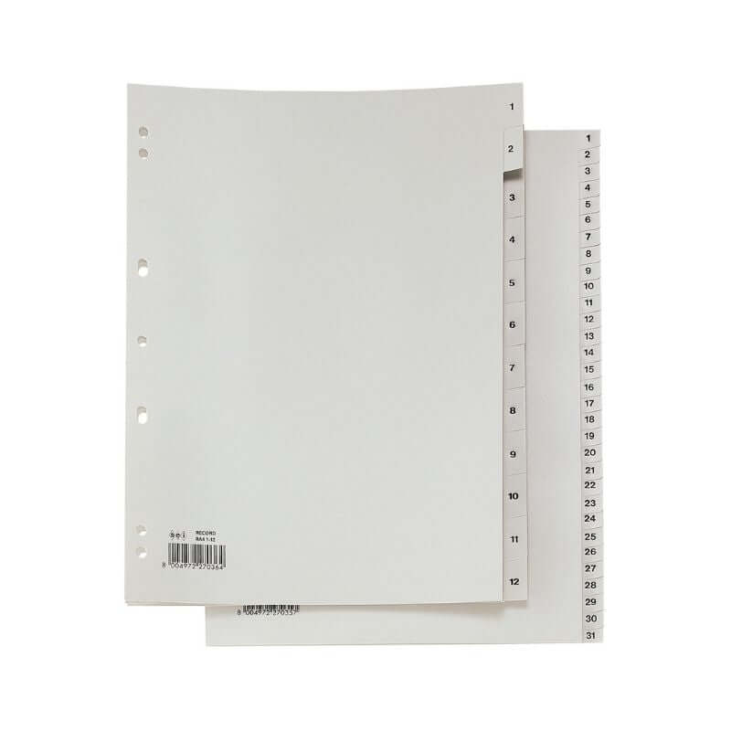 Divisori in Plastica Formato Quadernone Maxi 22 x 30 cm Numeri 1-12 Sei Rota