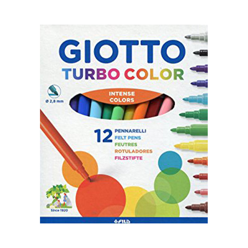Pennarello Punta Fine Giotto Turbo Color Colori Assortiti Confezione 12 Pezzi