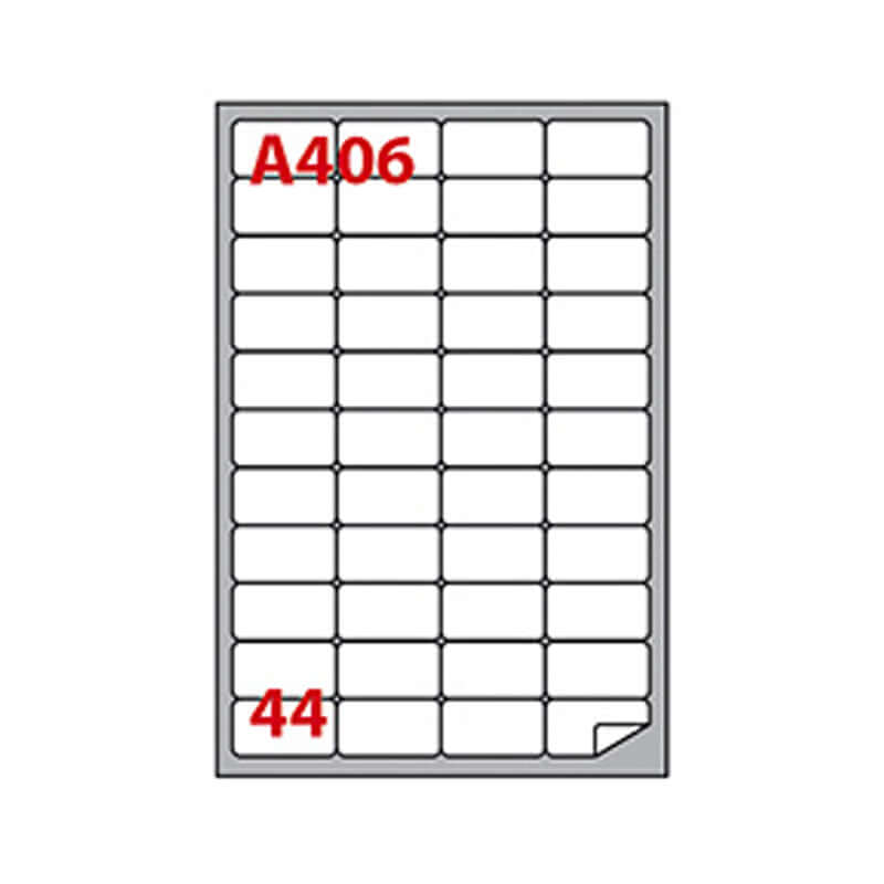 Etichette Adesive per Stampante Formato A4 Misura 47,5x25,5 mm A406 Colore Bianco Confezione 100 Fogli