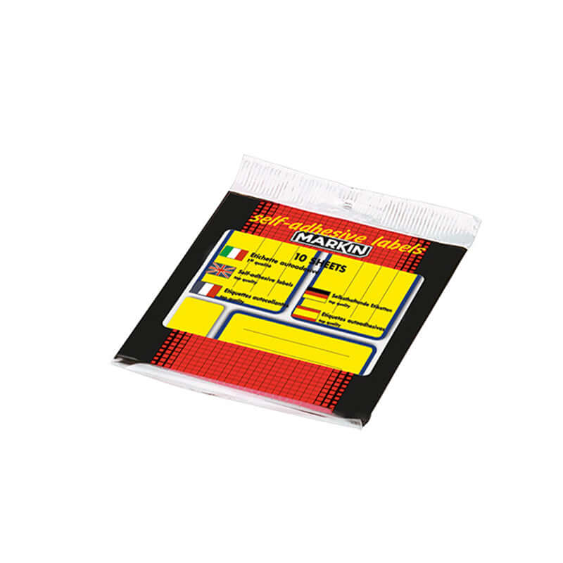 Etichette Adesive Permanenti Misura 85x55 mm Fluo Rigata Colore Giallo Confezione 10 Fogli (30 Etichette)