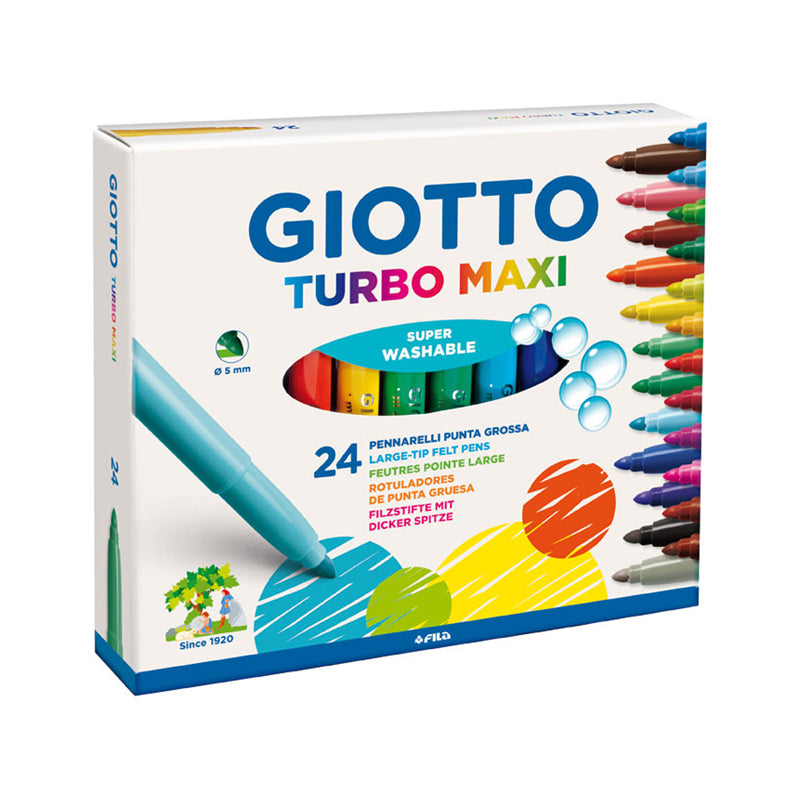 Pennarello Punta Grossa Giotto Turbo Maxi Colori Assortiti Confezione 24 Pezzi