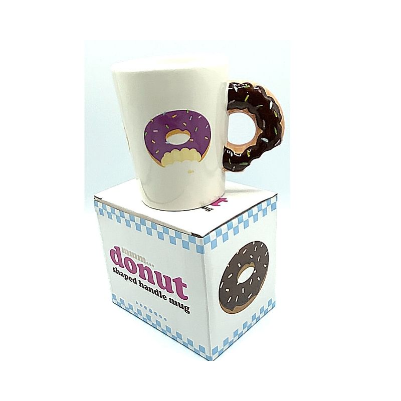 Tazza Mug in Ceramica Bianca con Manico Donut