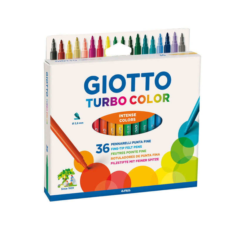 Pennarello Punta Fine Giotto Turbo Color Colori Assortiti Confezione 36 Pezzi