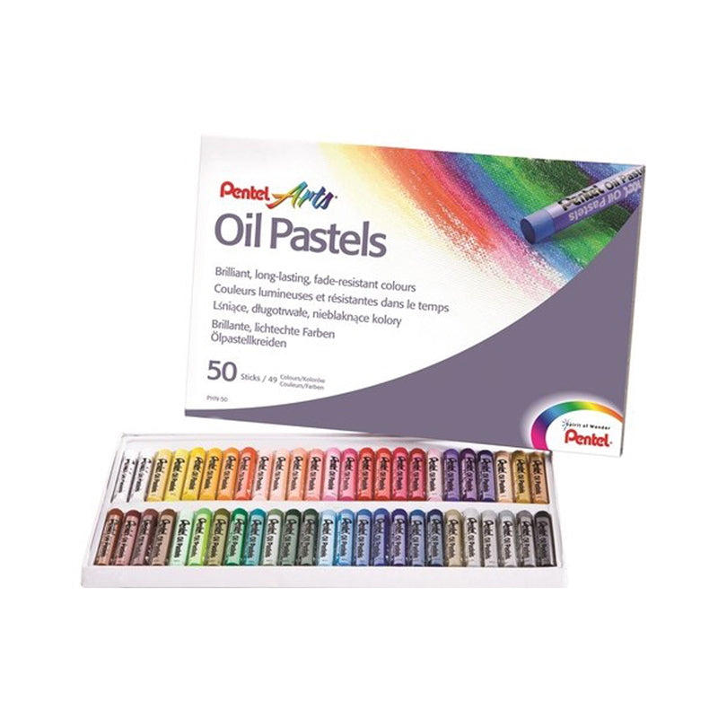 Pastelli ad Olio Pentel Oil Pastels Colori Assortiti Confezione 50 Pezzi