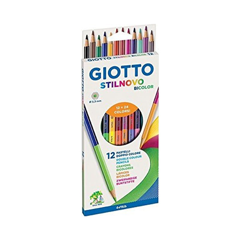 Pastelli Punta Fine Giotto Stilnovo Bicolor Colori Assortiti Confezione 12 Pezzi
