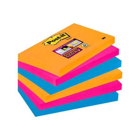 Post-it Super Sticky Bangkok 90 Fogli 76 x 127 mm Colori Assortiti Confezione 6 Pezzi