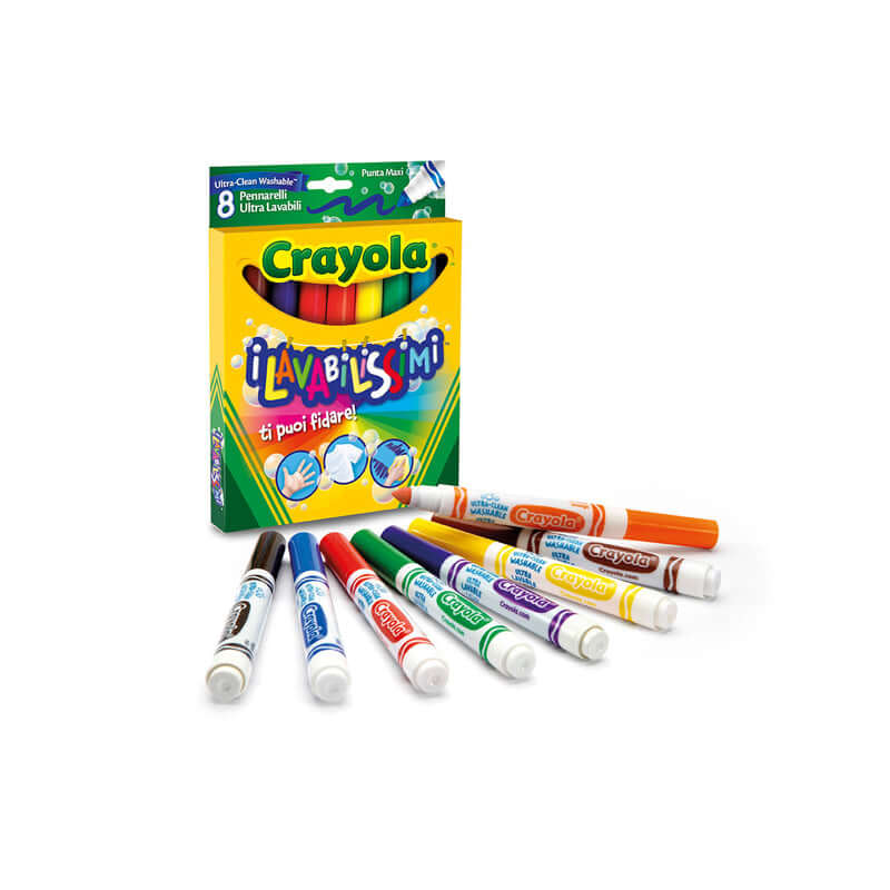Pennarello Super Lavabile Crayola Punta Grossa Colori Assortiti Confezione 8 Pezzi
