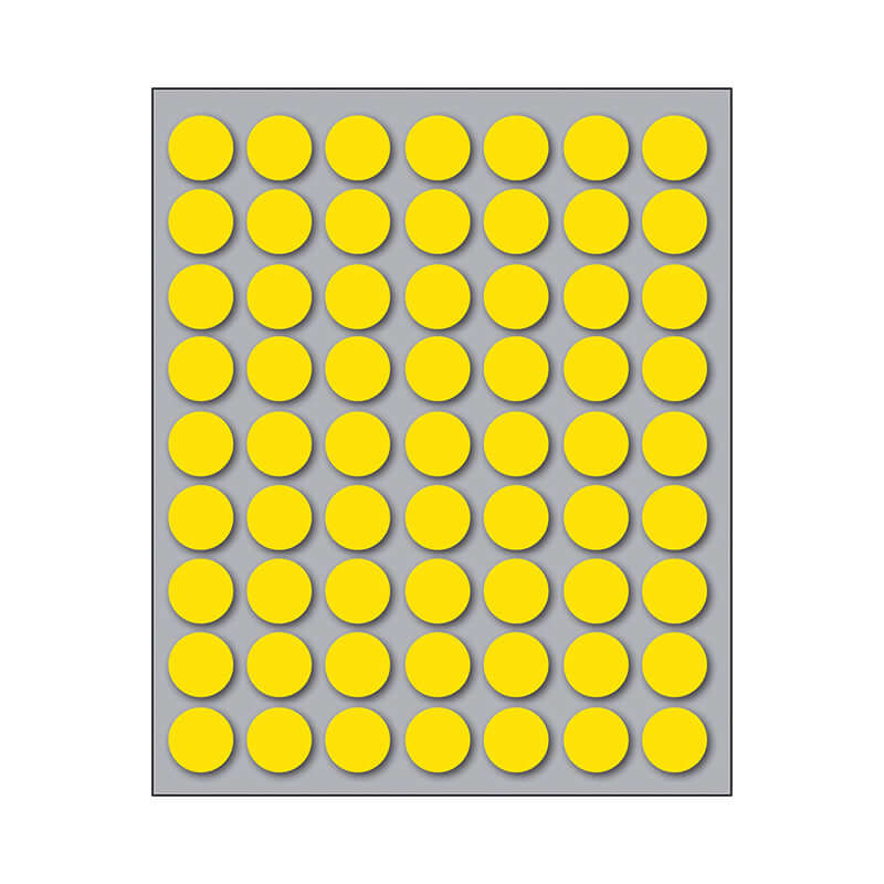 Etichette Adesive Permanenti Diametro 14 mm Colore Giallo Confezione 10 Fogli