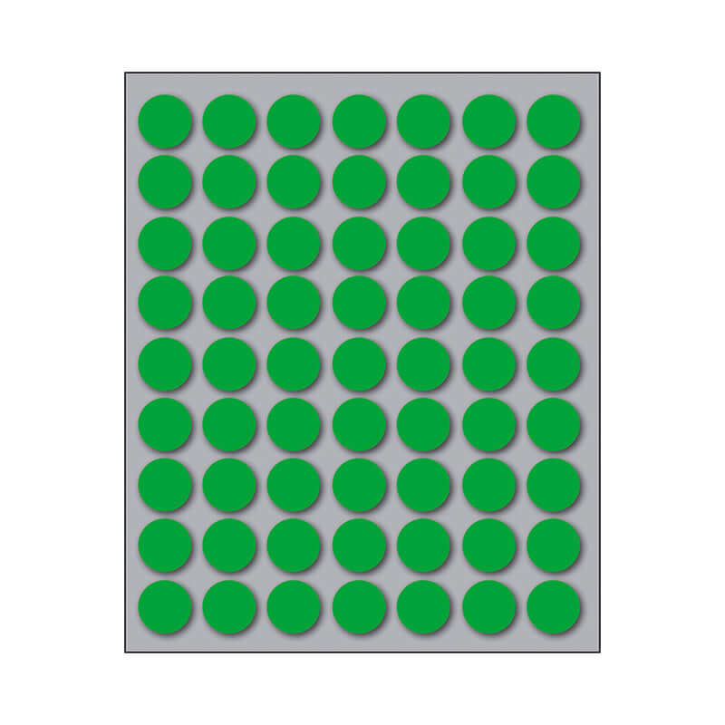 Etichette Adesive Permanenti Diametro 14 mm Colore Verde Confezione 10 Fogli