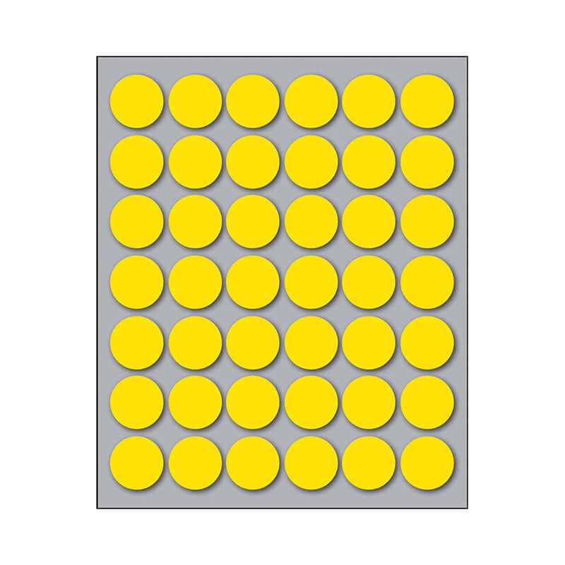 Etichette Adesive Permanenti Diametro 18 mm Colore Giallo Confezione 10 Fogli