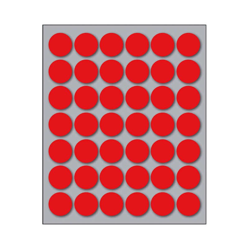 Etichette Adesive Permanenti Diametro 18 mm Colore Rosso Confezione 10 Fogli