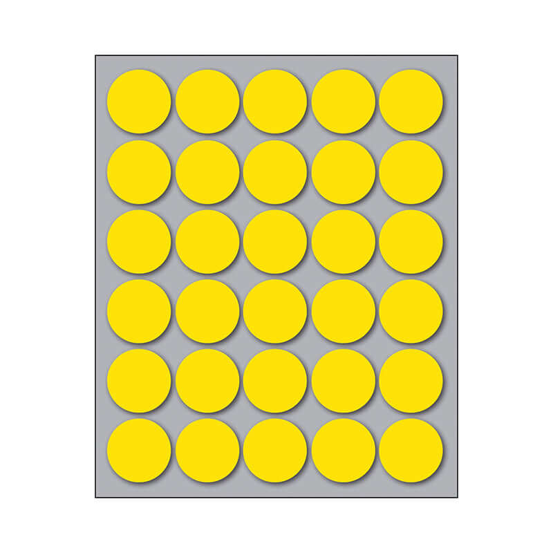 Etichette Adesive Permanenti Diametro 22 mm Colore Giallo Confezione 10 Fogli