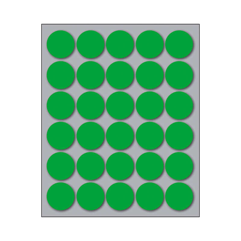 Etichette Adesive Permanenti Diametro 22 mm Colore Verde Confezione 10 Fogli
