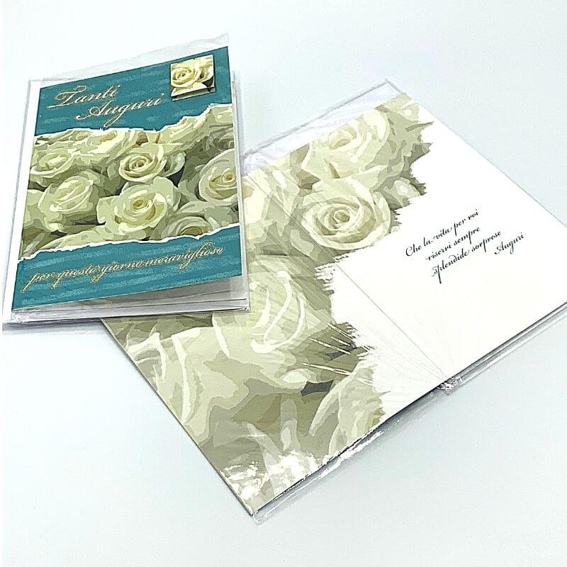Biglietto Auguri Matrimonio Portasoldi con Rose in Rilievo e Busta Formato 12x17 cm