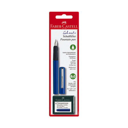 Penna Stilografica Faber Castell Fusto Colore Blu + 6 Cartucce Colore Blu