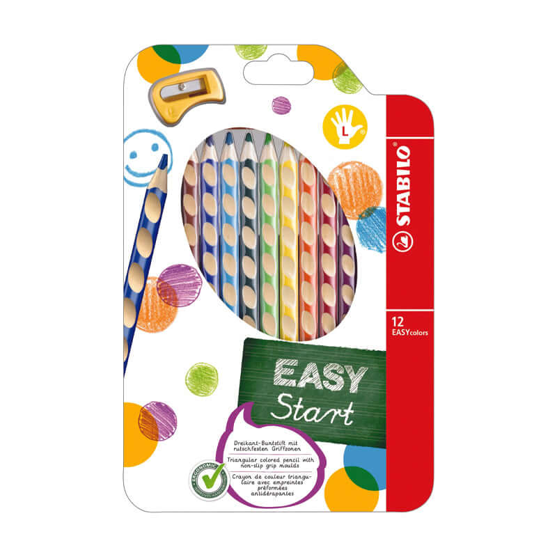 Pastelli Triangolari Punta Grossa Stabilo Easy Colors Start per Mancini Confezione 12 Colori