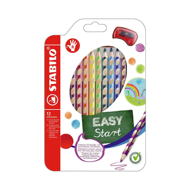 Pastelli Triangolari Punta Grossa Stabilo Easy Colors Start per Destrorsi Confezione 12 Colori