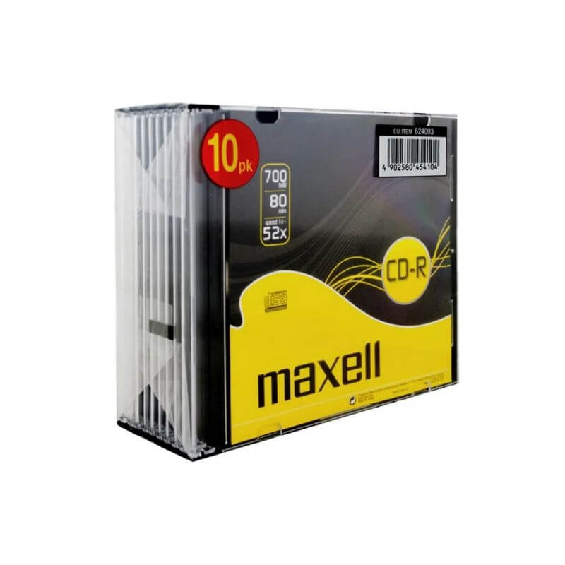 CD-R Slim Case 1x 52x 700 MB Maxell Confezione 10 Pezzi