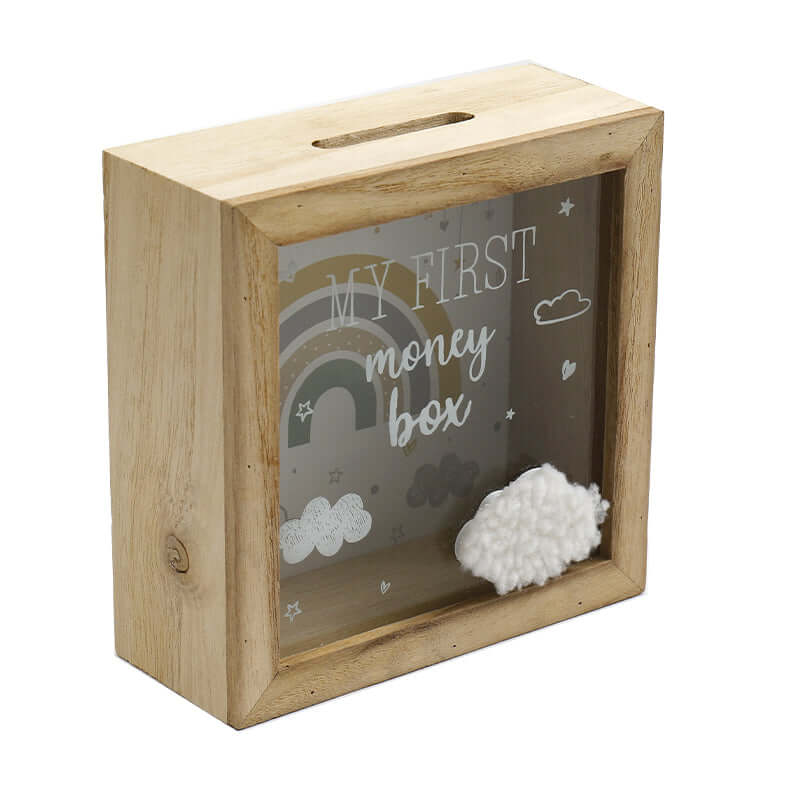 Salvadanaio In Legno 'Adventure Awaits' - Con Cornice, 20x20 Cm | Verde - Foto 3