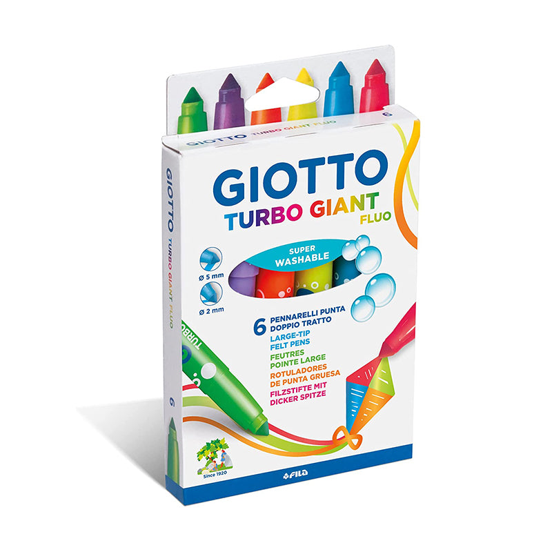 Pennarello Punta Grossa Giotto Turbo Giant Fluo Colori Assortiti Confezione 6 Pezzi