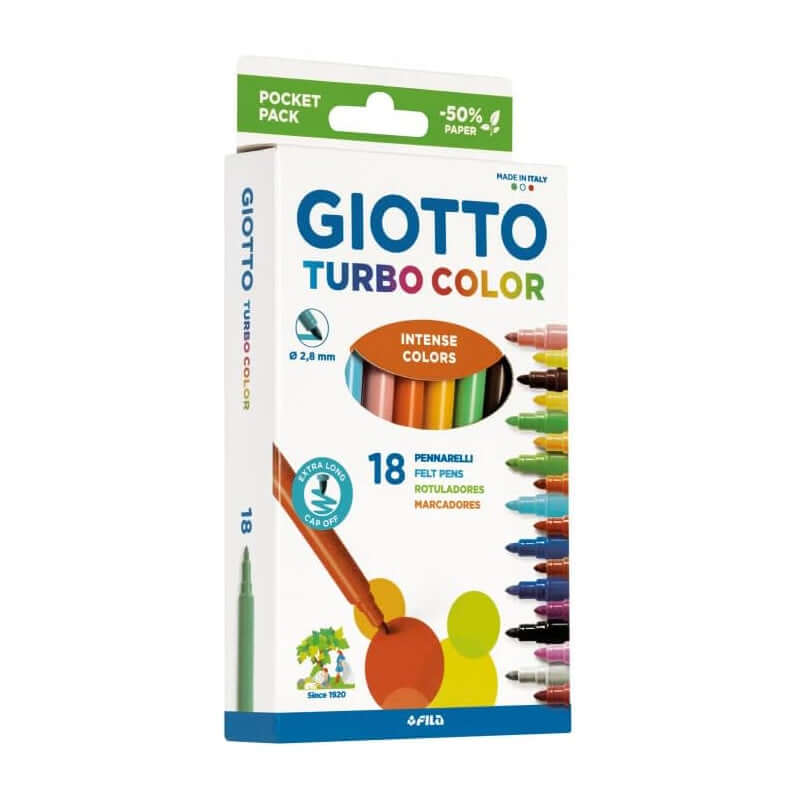Pennarello Punta Fine Giotto Turbo Color Colori Assortiti Confezione 18 Pezzi