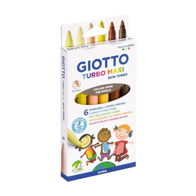 Pennarello Punta Grossa Giotto Turbo Maxi Skin Tones Colori Assortiti Confezione 6 Pezzi