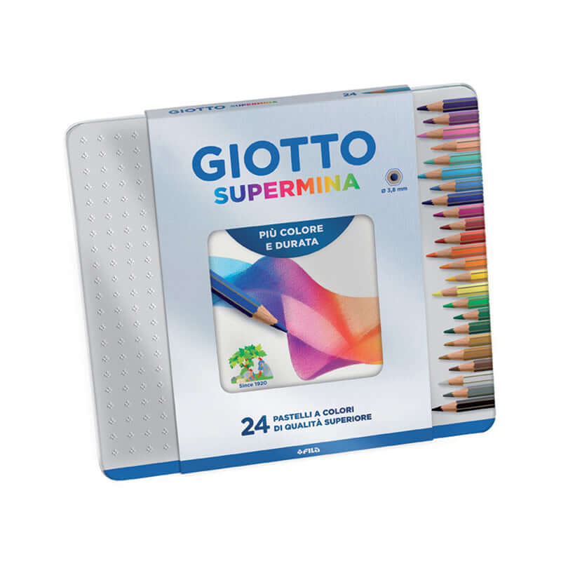 Pastelli Punta Fine Giotto Supermina Scatola in Metallo Colori Assortiti