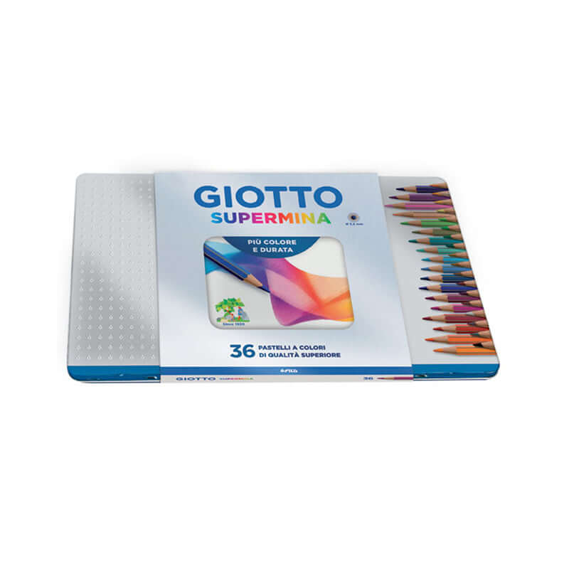 Pastelli Punta Fine Giotto Supermina Scatola in Metallo Colori Assortiti