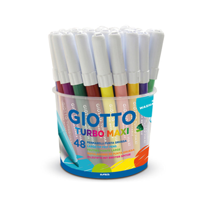 Pennarello Giotto Turbo Maxi Barattolo Colori Assortiti Confezione 48 Pezzi