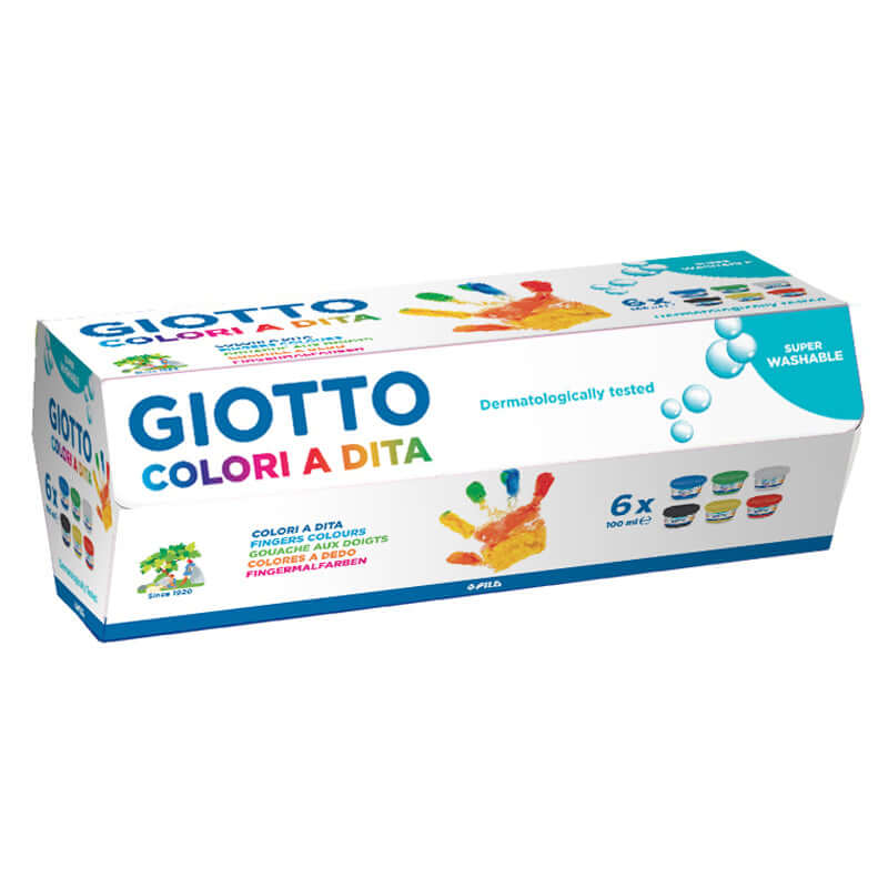 8000825531606 | Colori a Dita 100 ml Giotto Colori Assortiti Confezione 6 Pezzi - Cartonlineitalia.it