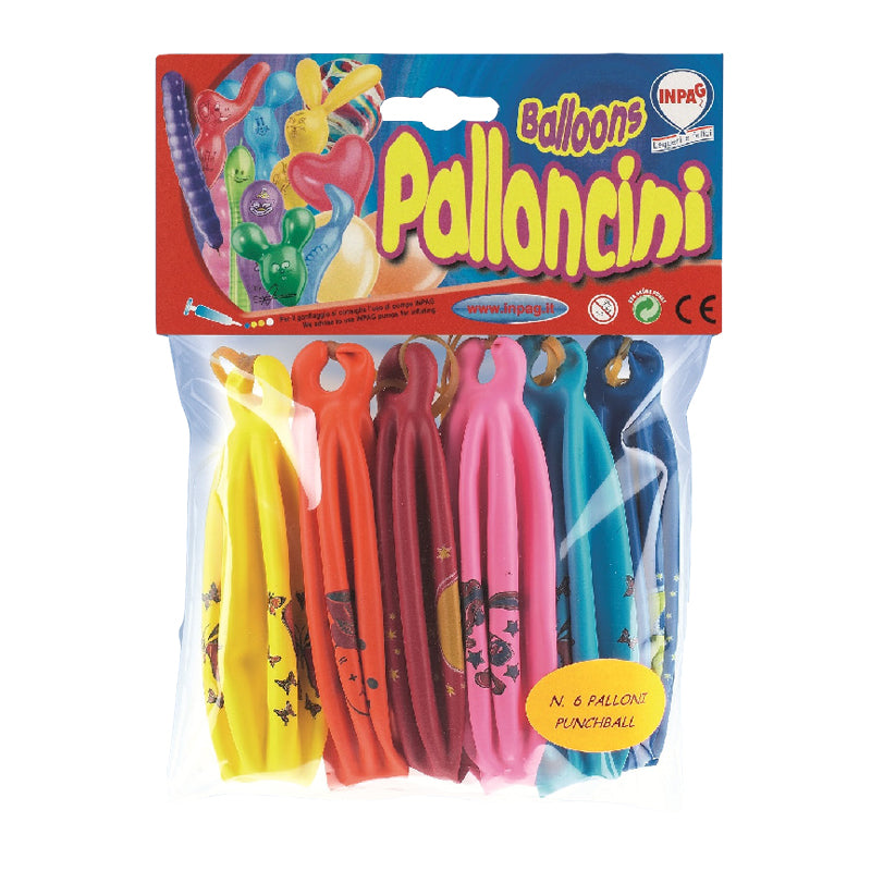 Palloncini Punchball con Elastico Colori Assortiti Confezione da 6