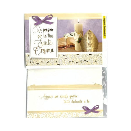 Biglietto Auguri Cresima Portasoldi con Busta Formato 12x17 cm Colore Rosa
