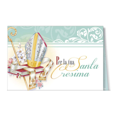 Biglietto Auguri Cresima Azzurro con Pop-Up Interno e con Busta Formato 12 x 17 cm