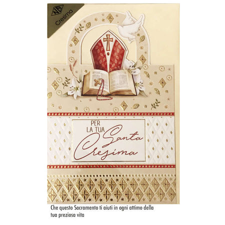 Biglietto Auguri Santa Cresima con Busta Formato 12 x 17 cm Particolari Oro