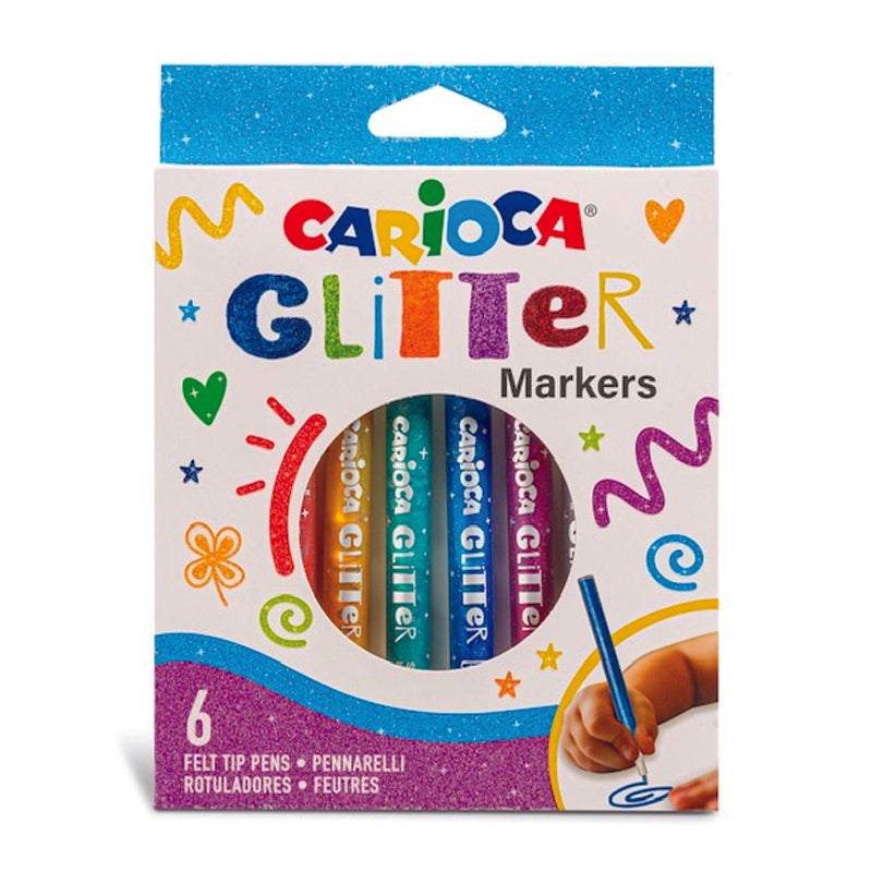 8003511421908 | Pennarelli Carioca Glitter Colori Assortiti Confezione 6 Pezzi - Cartonlineitalia.it