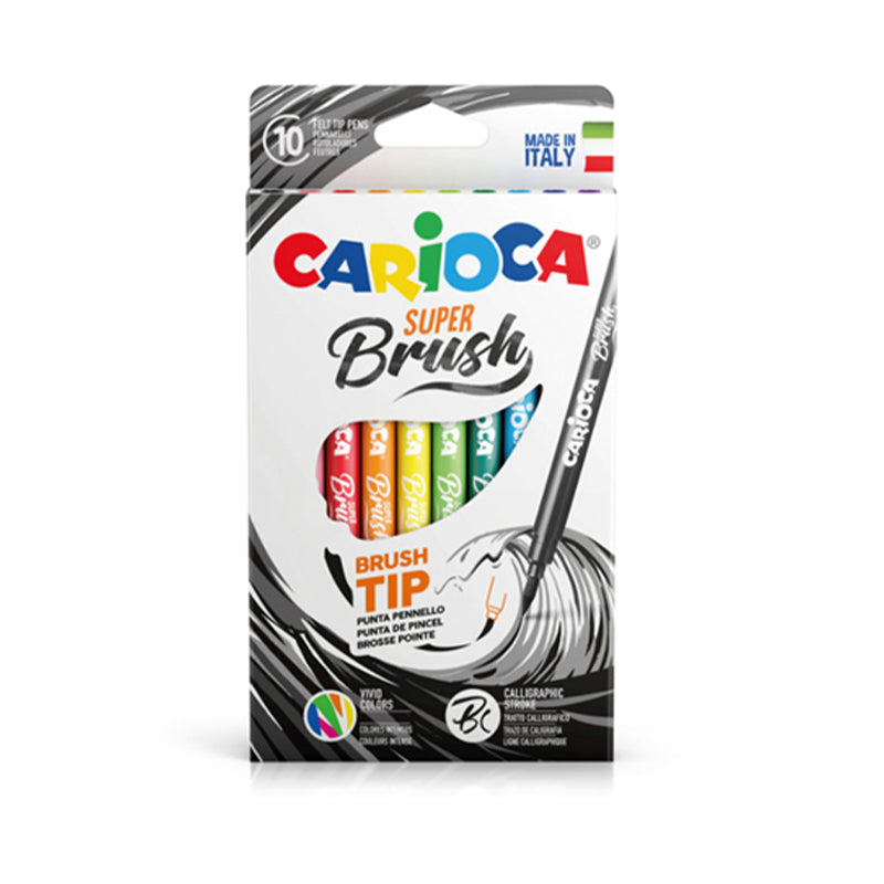 Pennarello Punta a Pennello Carioca Brush Colori Assortiti Confezione 10 Pezzi
