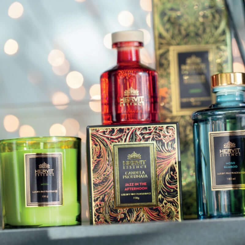 Diffusore Profumo Bastoncini e Candela in Barattolo Colore Rosso Jazz Hervit